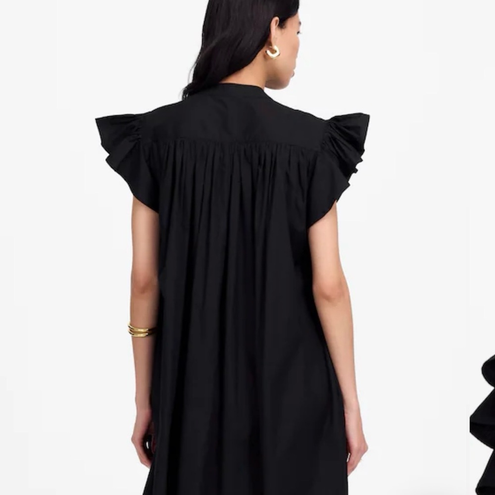 Madewell Black Ruffle Sleeve Midi Dress - Picture 2 of 6